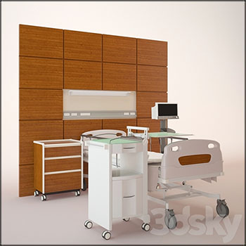 病房病床和医疗器械3D模型16图库网精选