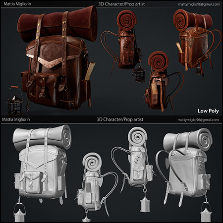 Old Fantasy Backpack老式书包背包3D模型