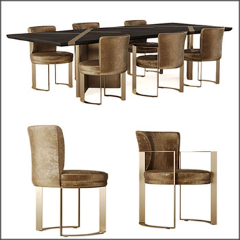 方形餐桌和圆形餐椅3D模型16设计网精选