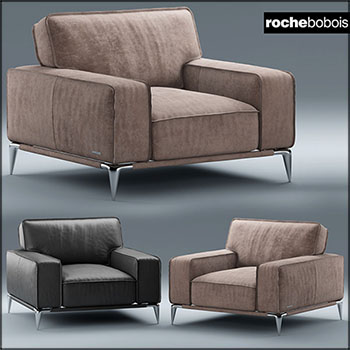 皮质沙发椅和布艺扶手沙发椅3D模型16设计网精选