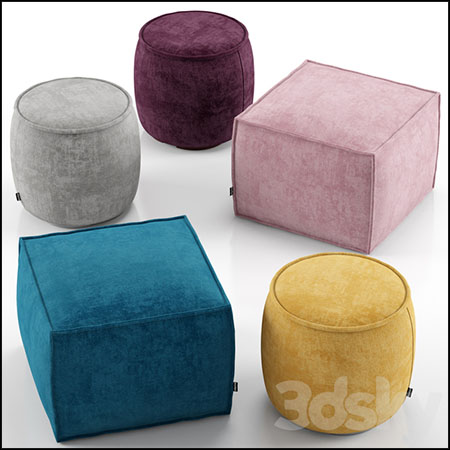 方形和圆形换鞋凳沙发凳3D模型素材天下精选