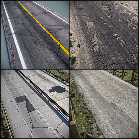 4条裂缝沥青瓷砖道路马路公路3D模型16图库网精选