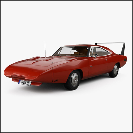 道奇Charger Daytona Hemi与HQ内饰1969 3D汽车模型