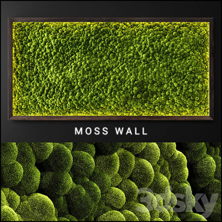 现代绿色苔藓墙装饰画3D模型16设计网精选