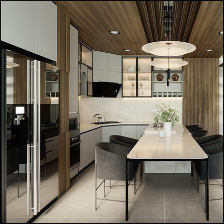 现代欧式厨房场景3D模型16设计网精选