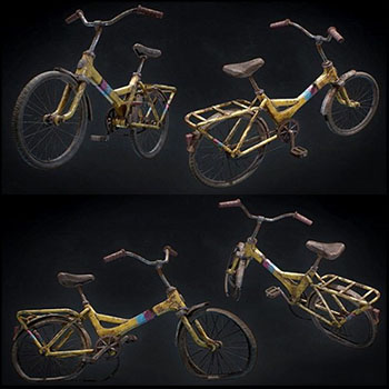 生锈的破旧自行车3D模型
