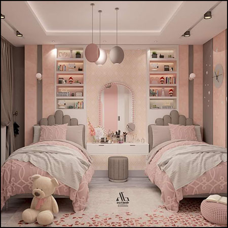 女孩儿童卧室场景3D模型素材天下精选