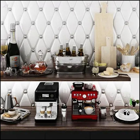现代厨房器具咖啡机餐具组合3D模型