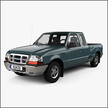 福特 Ranger（NA）Extended Cab Flare Side XLT 1998 皮卡3D模型16设计网精选