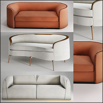 简约风格半圆形沙发3D模型16设计网
