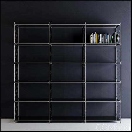 IKEA工业不锈钢资料架书架3D模型16设计网精选
