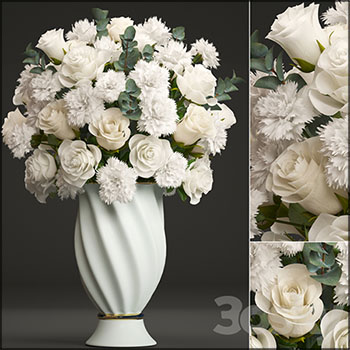 春天的玫瑰花和康乃馨花束3D模型16图库网精选