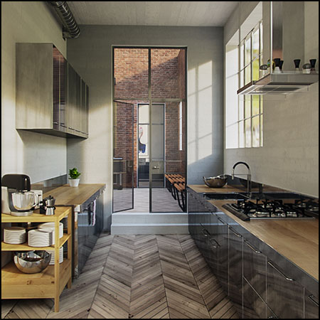 现代厨房场景3D模型16设计网精选