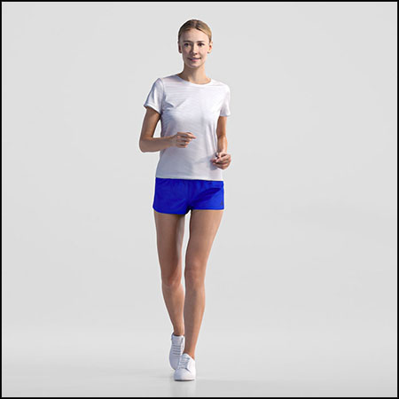 端着短裤跑步的年轻女人3D模型16设计网精选