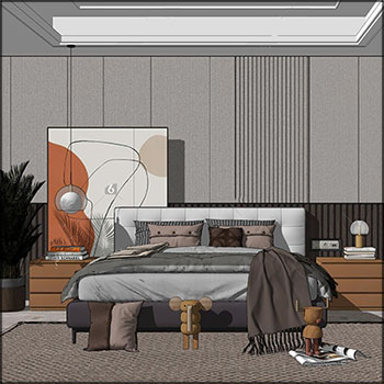 现代轻奢卧室3DMAX模型