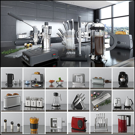 44款高品质厨房用具厨房电器3D模型16素材网精选