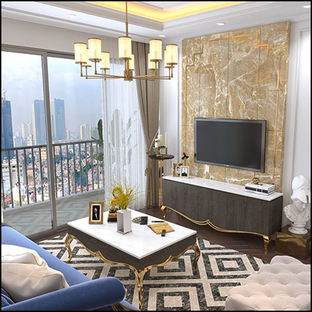 客厅卧室和厨房整套室内场景3D模型By NguyenNgocTung