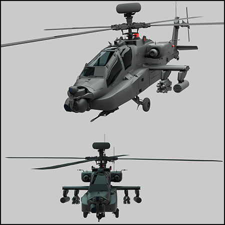 AH-64D/E阿帕奇攻击直升机3D模型16设计网精选