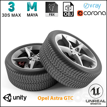 欧宝雅特GTC(Astra GTC)汽车轮毂轮胎3D模型