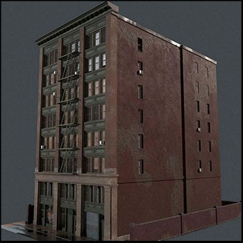 破旧的美国大楼美国大厦建筑3D模型16设计网精选