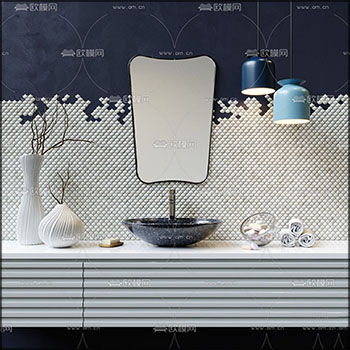 现代浴室柜水槽洗脸池3D模型16设计网精选