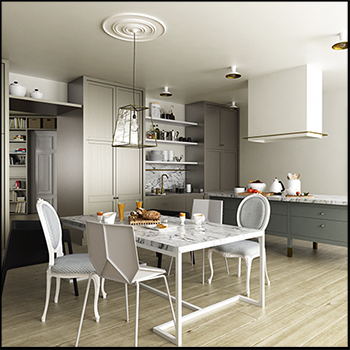 斯堪的纳维亚风格厨房室内场景3D模