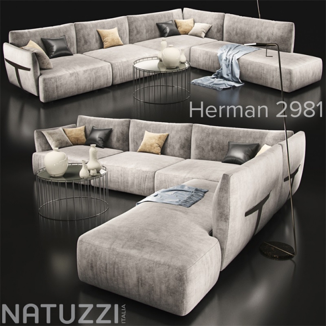 herman布艺欧式转角沙发3D模型16设计网精选