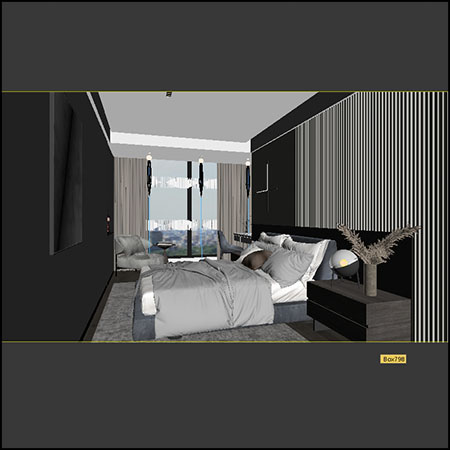 现代卧室场景3D模型10