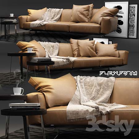 黄色真皮欧式沙发3D模型16设计网精