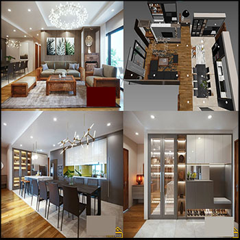 客厅和厨房19室内场景3D模型16设计网精选