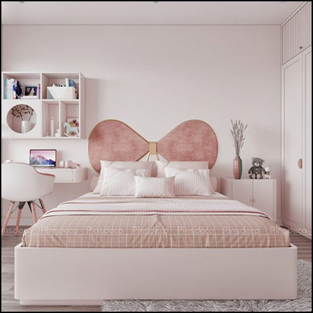 现代粉色卧室场景3D模型16设计网精