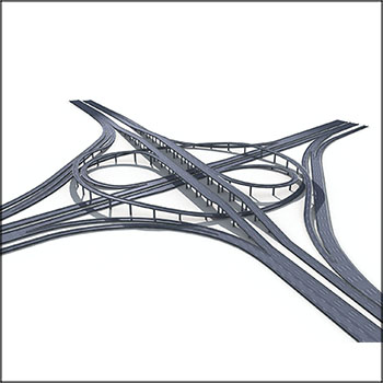 公路高架桥天桥俯瞰3D模型16设计网精选
