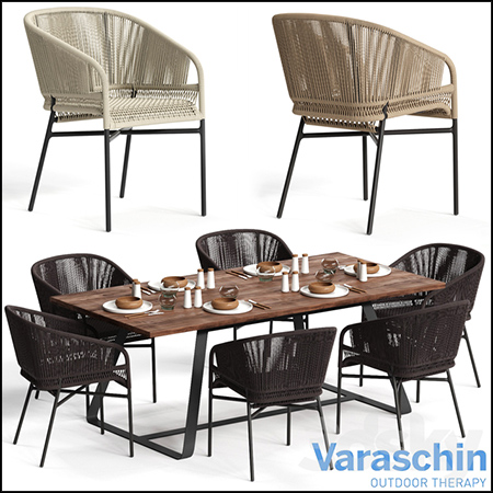 现代餐桌和藤编椅3D模型16设计网精