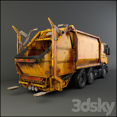 生锈肮脏的垃圾运输车3D模型16设计
