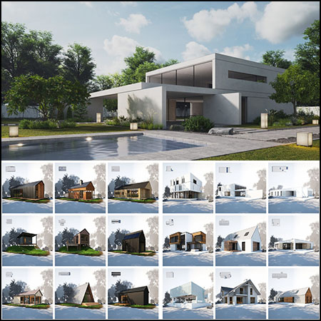 32款可视化小屋别墅洋房3D模型素材