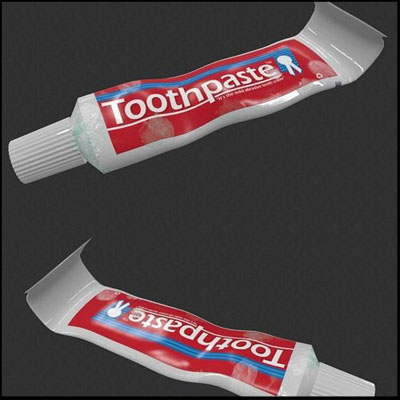 挤压使用过的牙膏3D模型