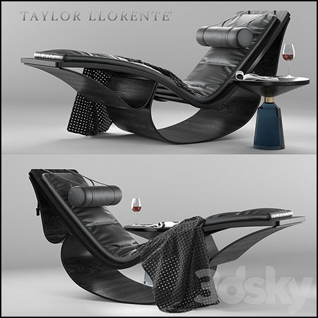 皮革躺椅和茶几3D模型素材天下精选