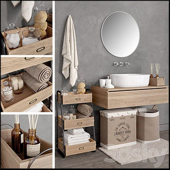 浴室卫生间洗漱台镜子和置物架3D模型16设计网精选