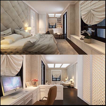 欧式经典卧室场景3D模型16设计网精选