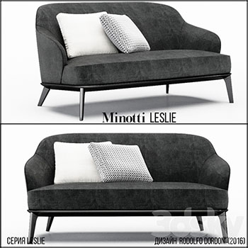 Minotti简约黑色沙发和靠枕3D模型1