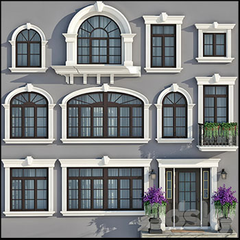 10款不同风格的现代经典门窗3D模型