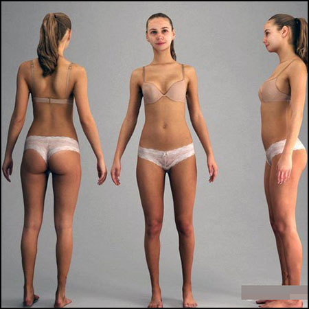 穿着贴身内衣裤的运动型女孩3D模型素材天下精选
