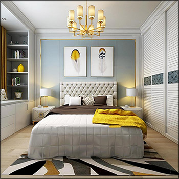 北欧现代卧室室内场景3D模型16设计