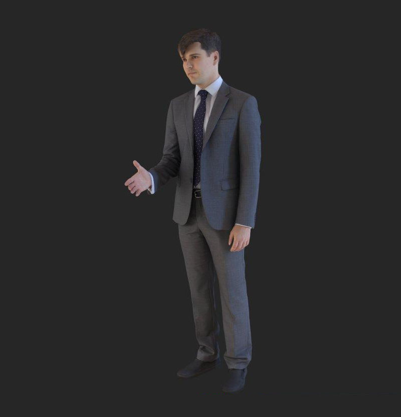 穿西装握手姿势的商务男人3D模型16设计网精选
