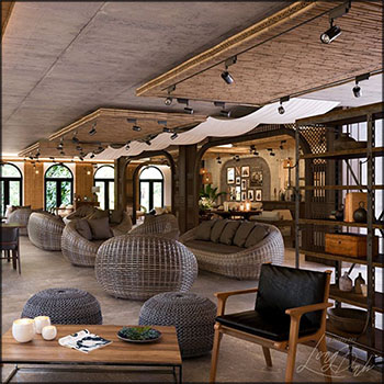 豪华室内咖啡馆场景3D模型16设计网精选