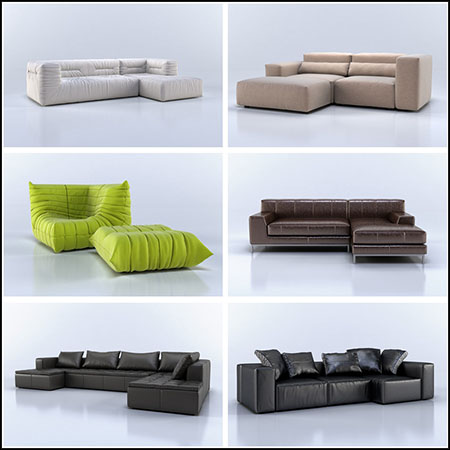 6款时尚转角沙发3D模型16设计网精选