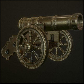 复古大炮3D模型16设计网精选