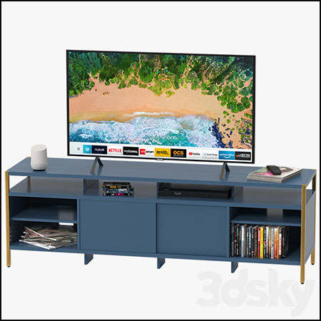 智能液晶电视和电视柜书籍3D模型16设计网精选