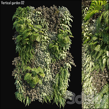 垂直的绿色植物墙3D模型素材天下精选