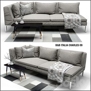 双人沙发和沙发枕头靠背3D模型16设计网精选